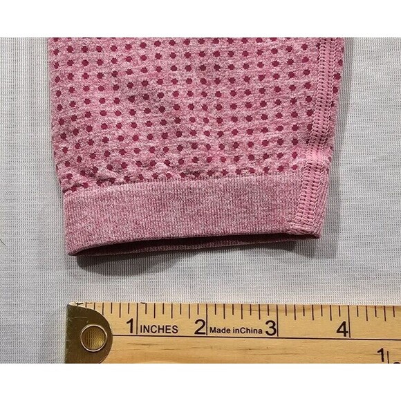 IMI Womens Activewear Leggings High Waisted Crop Pink Waffle Knit Yoga S/M - Picture 10 of 10